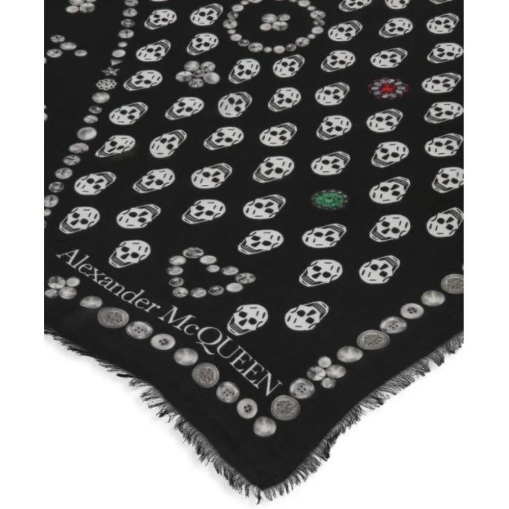 NEW Alexander McQueen Jewelled Skull Scarf - Picture 2 of 6